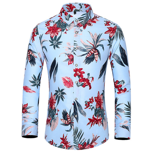 Camisa Estampada de Manga Larga para Hombre Talla Grande - Image 5