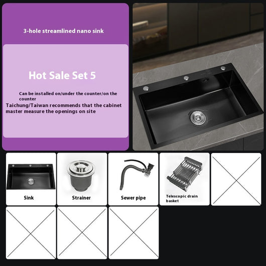 Fregadero de Acero Inoxidable Nano con Acabado Espejo para Cocina y Lavado - Image 6