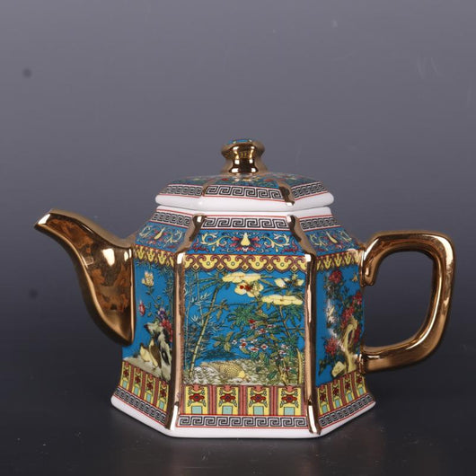 Tetera Decorativa de Porcelana con Flores y Pájaros - Image 12
