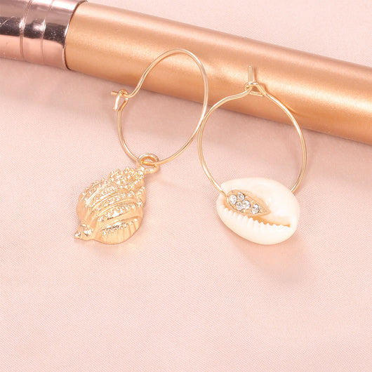 Aretes Bohemios Dorados con Perlas y Borlas de Concha Natural - Image 11