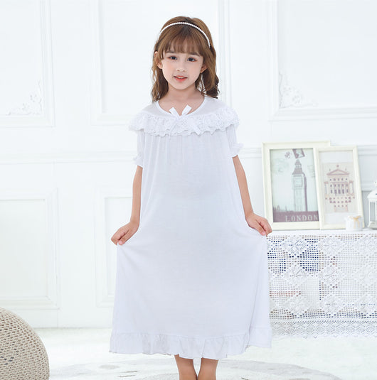 Vestido Blanco de Algodón para Niña con Bordado Computarizado - Image 7