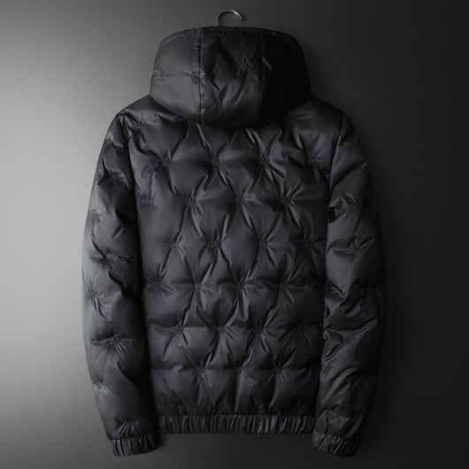 Chaqueta Acolchada con Capucha Bordada para Hombre Talla Grande - Image 4