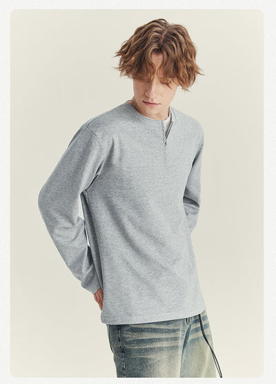Playera Manga Media con Cierre para Hombre - Cuello Redondo Oversize Otoño - Image 17