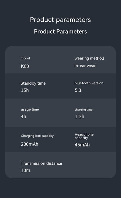Auriculares Inalámbricos K60 con Bluetooth - Image 9