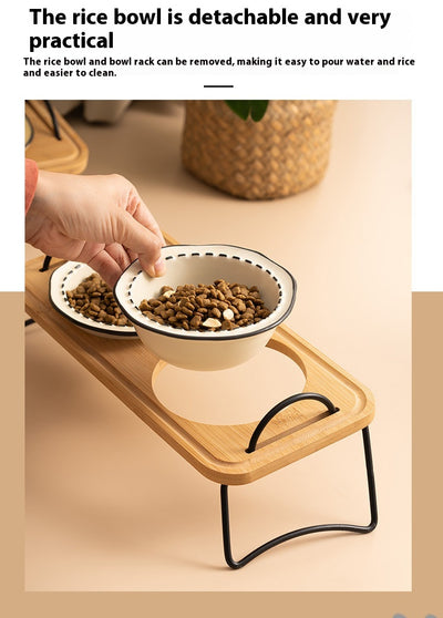 Comedero Felino de Madera con Tazón de Cerámica Antivuelco - Image 20