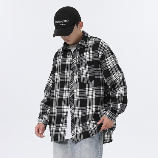 Camisa Casual Retro Cuadros para Hombre - Corte Holgado Primavera Otoño - Image 6