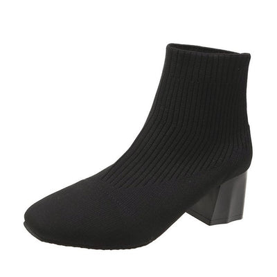 Botas Tejidas con Punta Cuadrada y Tacón Grueso - Image 12