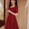 Vestido de Novia Rojo Vino Elegante Slim Fit con Espalda Descubierta