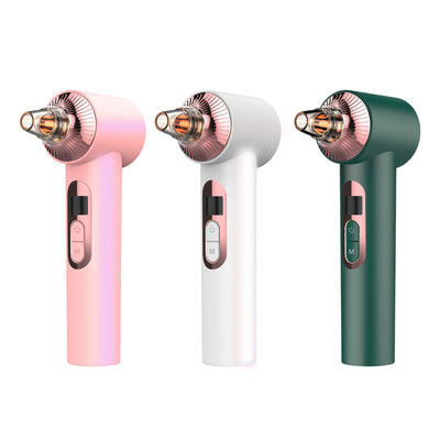 White blackhead vacuum remover with rose gold accents, clear suction head, and control buttons for strong, normal, and soothe modes. - Image 12