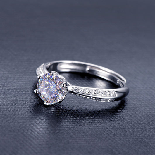 Anillo de Plata 925 con Diamante D 1 Quilate - Diseño Solitario Clásico