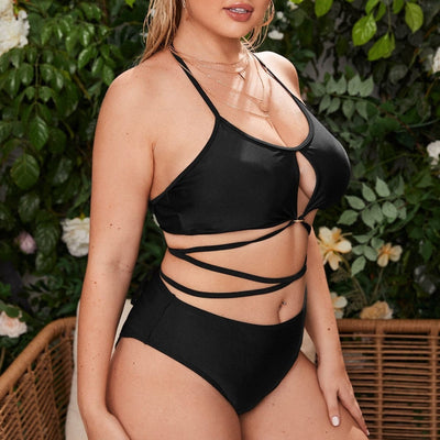 Bikini Talla Grande Estilo Europeo Americano Color Liso - Image 3