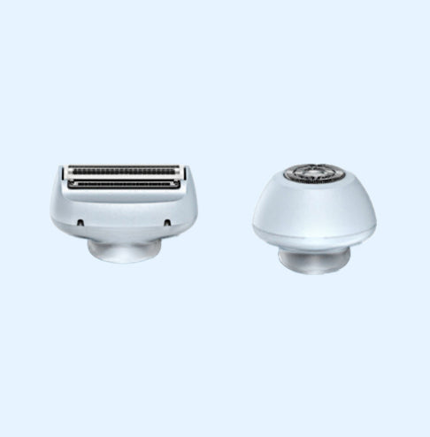 Light blue 2-in-1 electric shaver for women with interchangeable foil and epilator heads, digital display. - Image 28