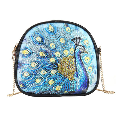 Bolso de Hombro Artesanal Mandala Pavo Real con Diamantes - Image 5