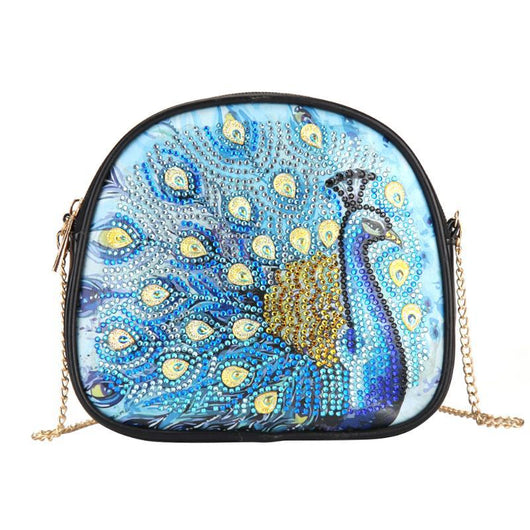 Bolso de Hombro Artesanal Mandala Pavo Real con Diamantes - Image 5