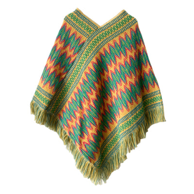Poncho Navideño Étnico Rojo para Mujer - Image 16