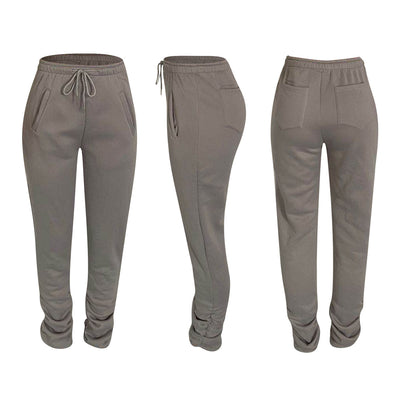Pantalones Casuales Gruesos con Efecto Apilado para Mujer - Image 25