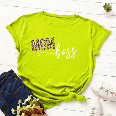 Playera Suelta Estampada de Manga Corta para Mujer