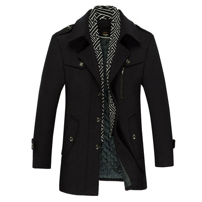 Abrigo Elegante de Lana para Hombre con Cuello Bufanda - Image 4
