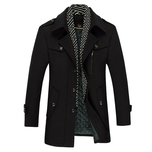 Abrigo Elegante de Lana para Hombre con Cuello Bufanda - Image 4
