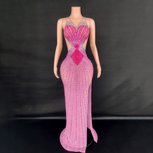 Vestido Bodycon Brillante sin Mangas con Cintura Ajustada para Fiesta y Presentaciones