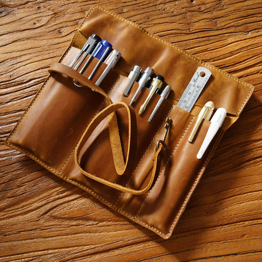 Estuche Organizador de Cuero Vintage con Cierre Enrollable - Image 2