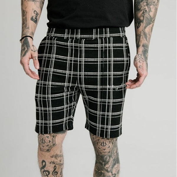 Pantalones Cortos Casuales a Rayas para Hombre - Corte Recto y Ajustado