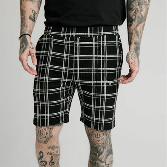 Pantalones Cortos Casuales a Rayas para Hombre - Corte Recto y Ajustado