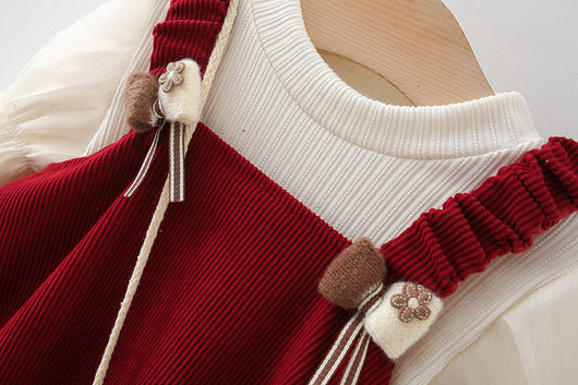 Falda Suspender de Pana con Moño para Niña - Conjunto de Manga Larga - Image 22
