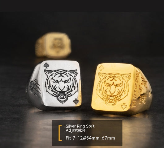 Anillo de Plata Tigre del Zodiaco Chino - Diseño Trendy - Image 10
