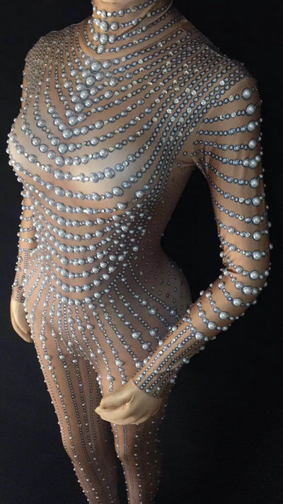 Anillos de Danza y Yoga en Tono Piel con Perla - Enterizo Elástico para Mujer - Image 9