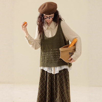 Falda de Invierno Verde Vintage para Mujer - Diseño Elegante y Moderno - Image 3