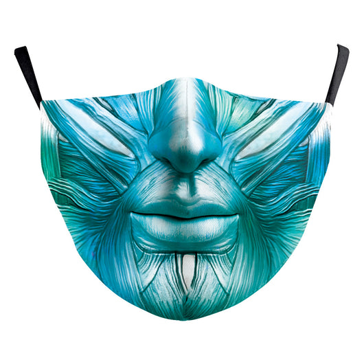 Black ear hook dust mask with white spiderweb pattern and small red spiders, perfect for Halloween. - Image 3