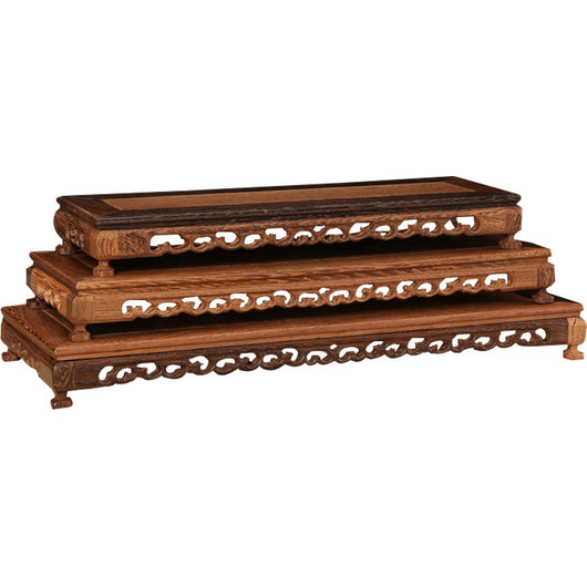 Soporte Exhibidor para Tetera de Barro Púrpura con Base de Madera Maciza Caoba - Image 4