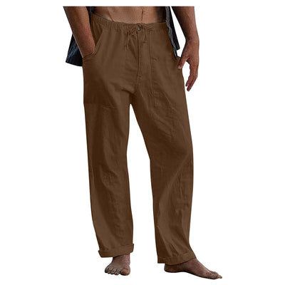 Pantalones de Lino Holgados con Cordón para Hombre - Image 10