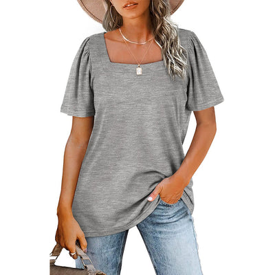 Camiseta de Cuello Cuadrado con Rayas Fruncidas para Mujer - Image 27