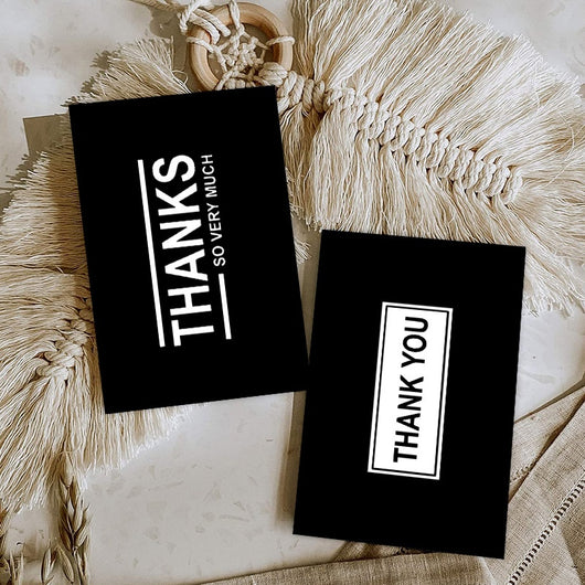 Pack de 50 Tarjetas de Agradecimiento Negro Elegante con Empaque de Regalo - Image 22