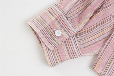 Camisa Holgada a Rayas Contraste para Hombre Otoño - Image 8