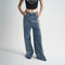 Jeans Azul Lavado Corte Holgado para Mujer