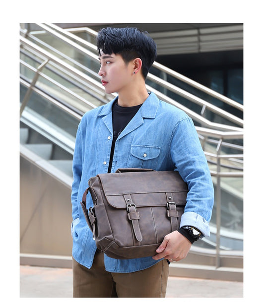 Bolso Bandolera de Cuero PU Retro para Hombre - Estilo Casual Trendy - Image 18