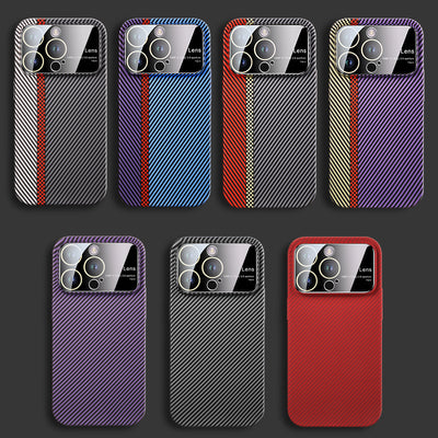 Funda Magnética de Fibra de Carbono con Ventana Grande para Teléfono
