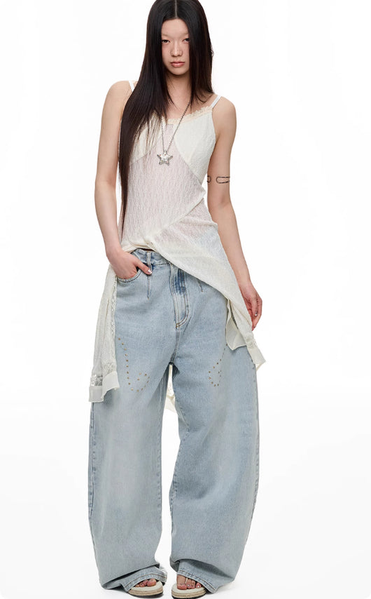 Jeans de Trabajo Pesado para Mujer con Detalles Vintage Estampados - Image 6