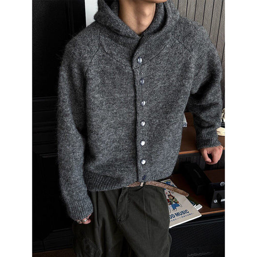 Cardigan Retro Japonés con Capucha y Botones para Hombre - Otoño Invierno - Image 2