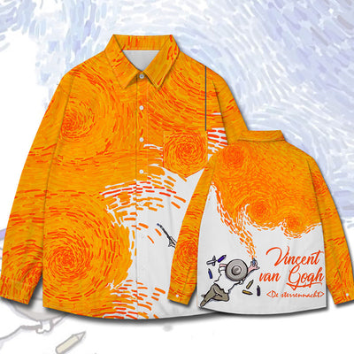 Camisa Manga Larga Unisex Estampado Óleo Artístico Creativo - Image 13