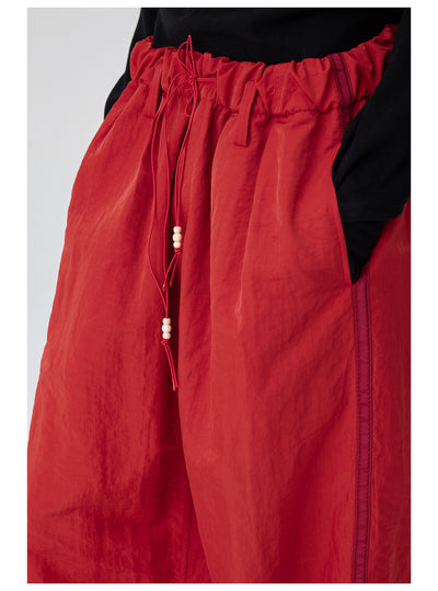 Pantalones Anchos de Talle Alto con Pliegues en Nylon - Image 14