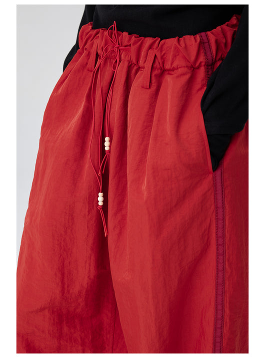 Pantalones Anchos de Talle Alto con Pliegues en Nylon - Image 14