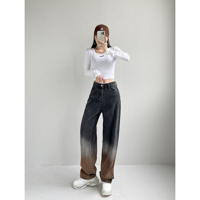Jeans Rectos de Cintura Alta con Degradado y Corte Holgado - Image 12