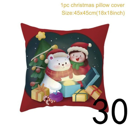 Funda de Almohada Navideña con Estampado Santa para Decoración del Hogar - Image 25