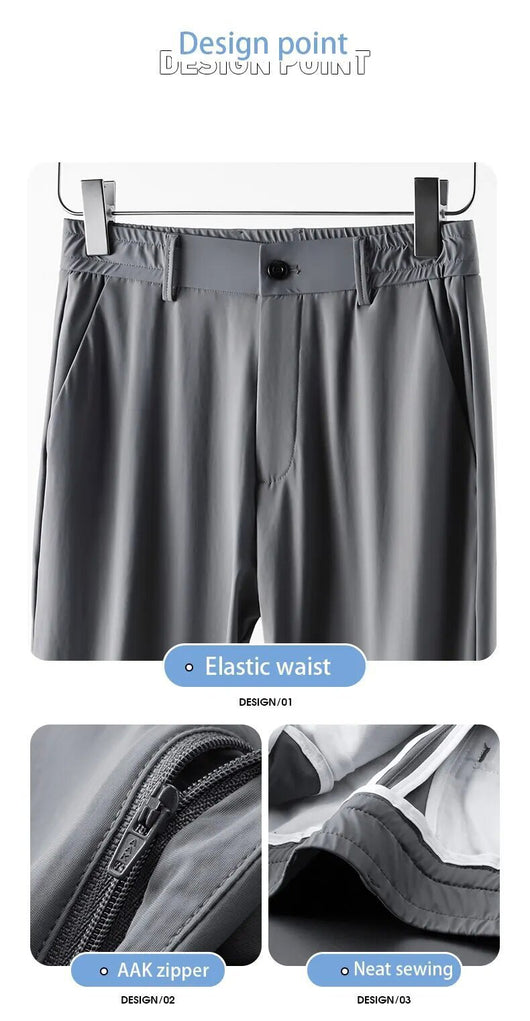 Pantalones Casuales para Hombre Ajuste Elástico Negocios Tela Ligera - Image 13