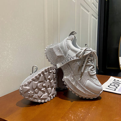 Tenis Deportivos Brillantes con Lentejuelas, Diseño Plateado y Rojo con Cristales - Image 10