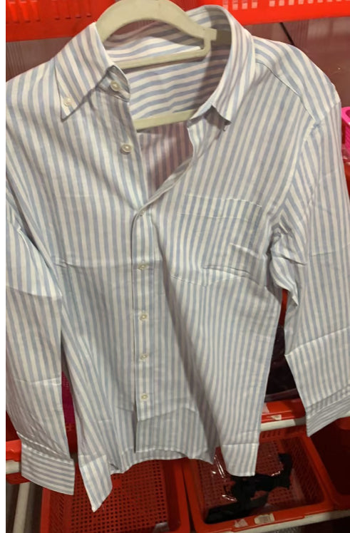 Camisa Elegante de Algodón y Lino con Rayas - Manga Larga Clásica - Image 9